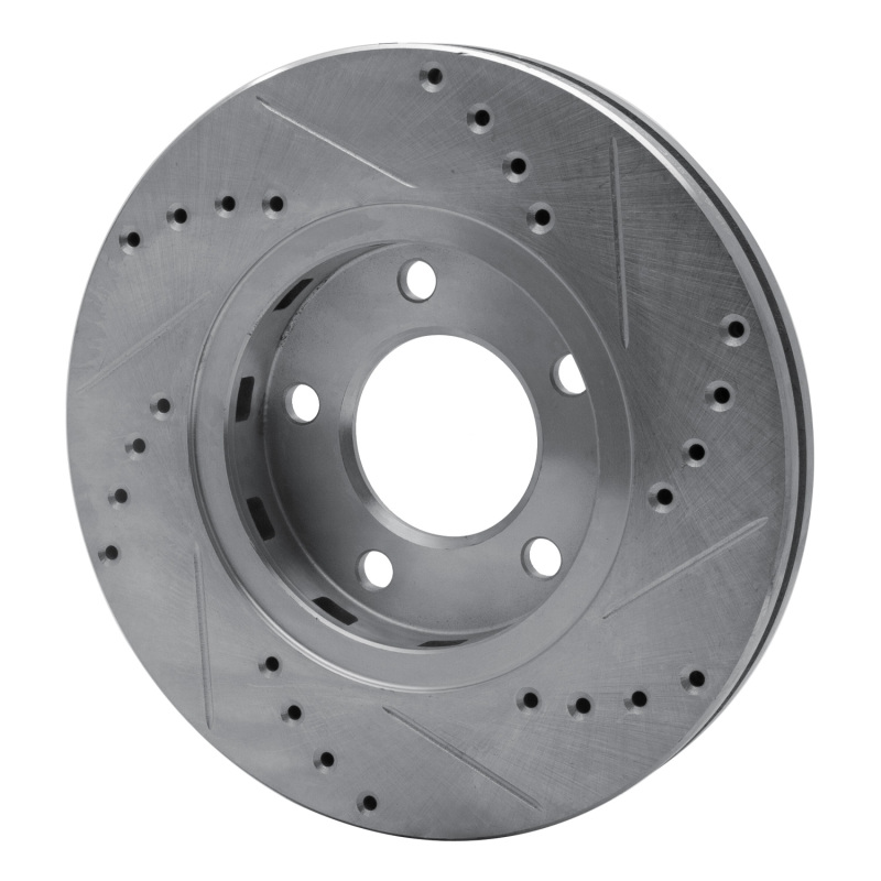 Chrysler Town & Country Brake Rotor (1) - Front Left - R1 Concepts - Drilled & Slotted - Silver - `01-`07